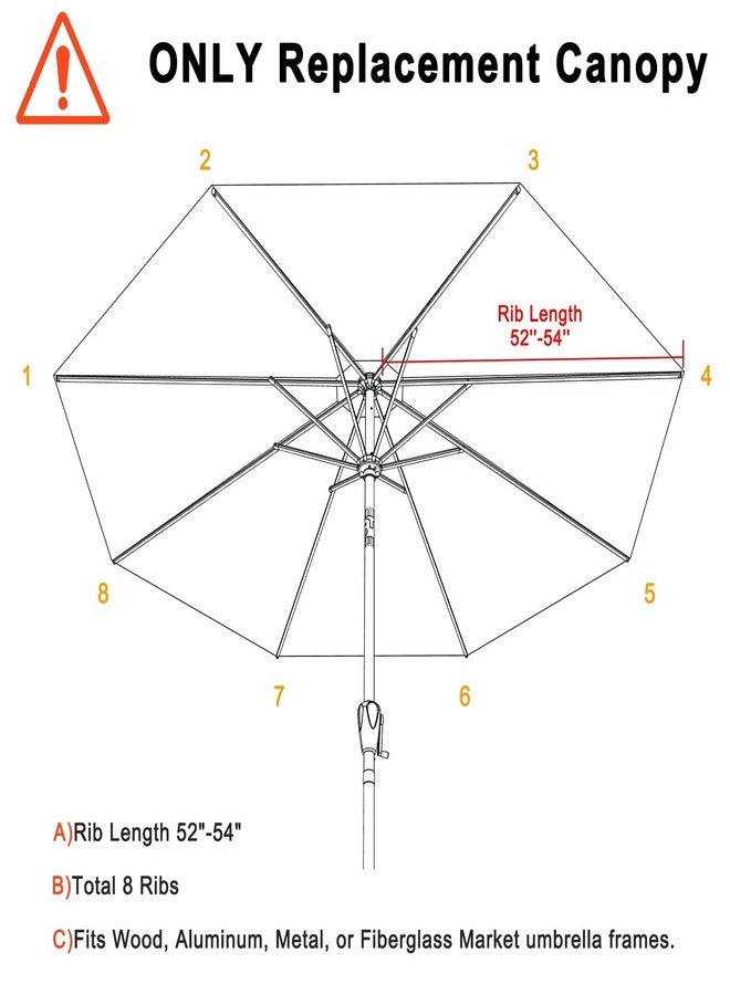 ABCCANOPY 9ft Outdoor Umbrella Replacement Top Suit 8 Ribs (Dark Gray) - Image 2